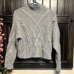 Elizabeth and James Gray Cable Knit Turtleneck Sweater
